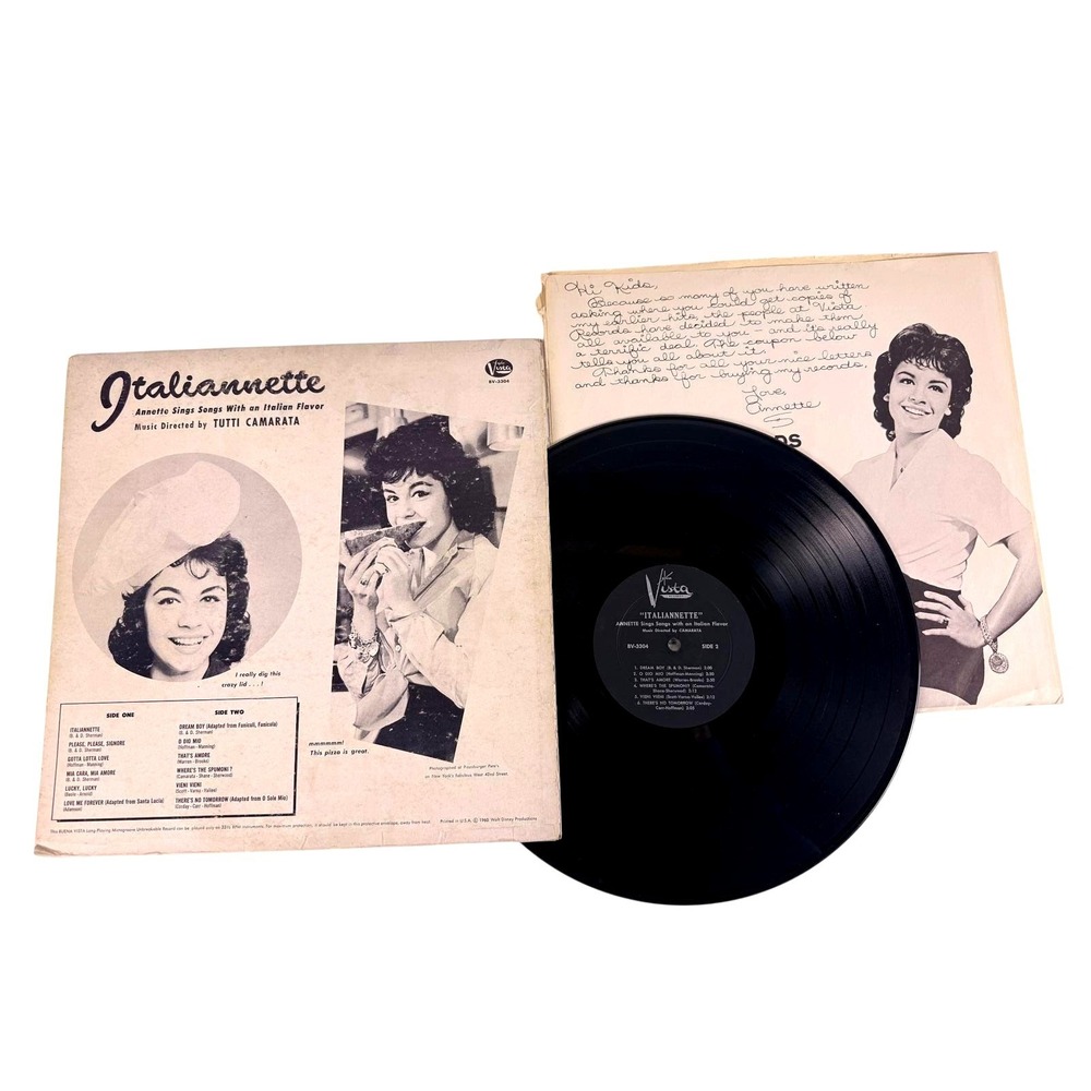 Annette Funicello Italiannette Vinyl LP Vista BV-3304 1960 Italian Flavor Record - Picture 2 of 8